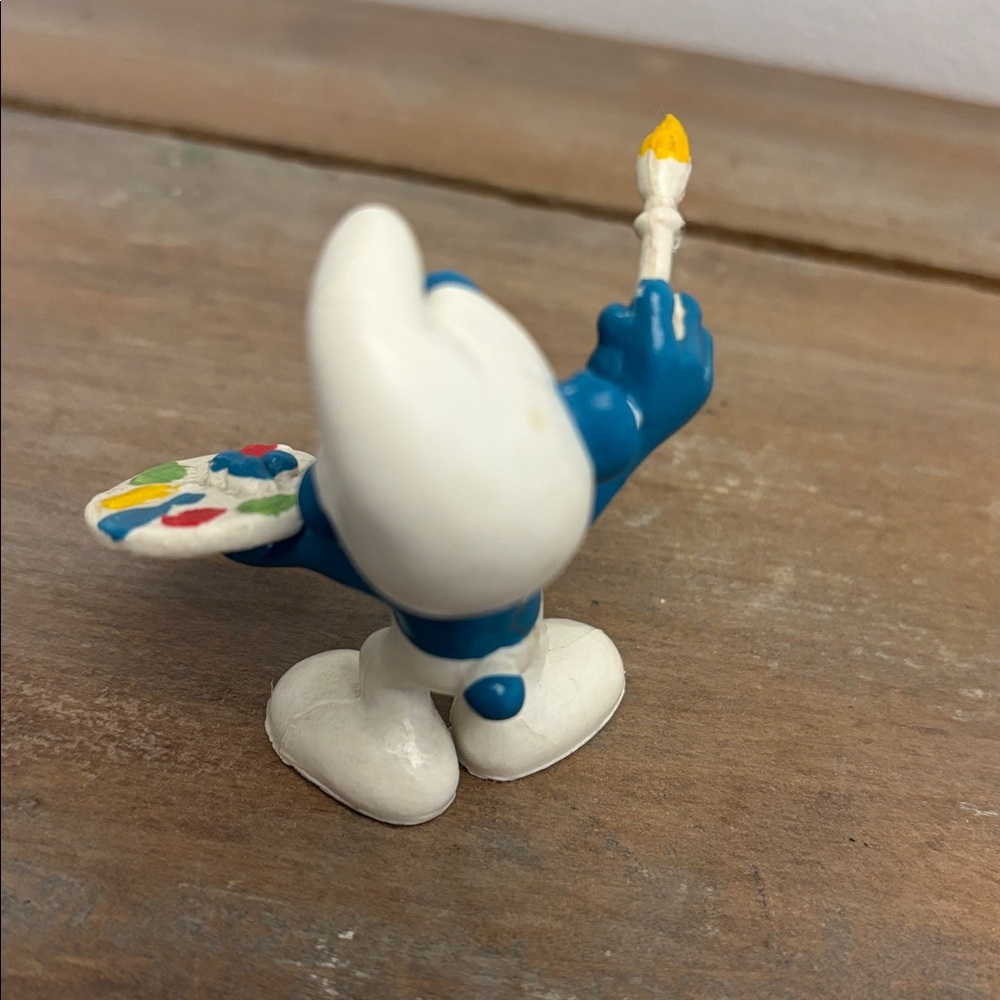 Vintage Artist Smurf Painter Paint Brush Figure PVC Peyo pvc Figurine 1978 - Picture 3 of 6